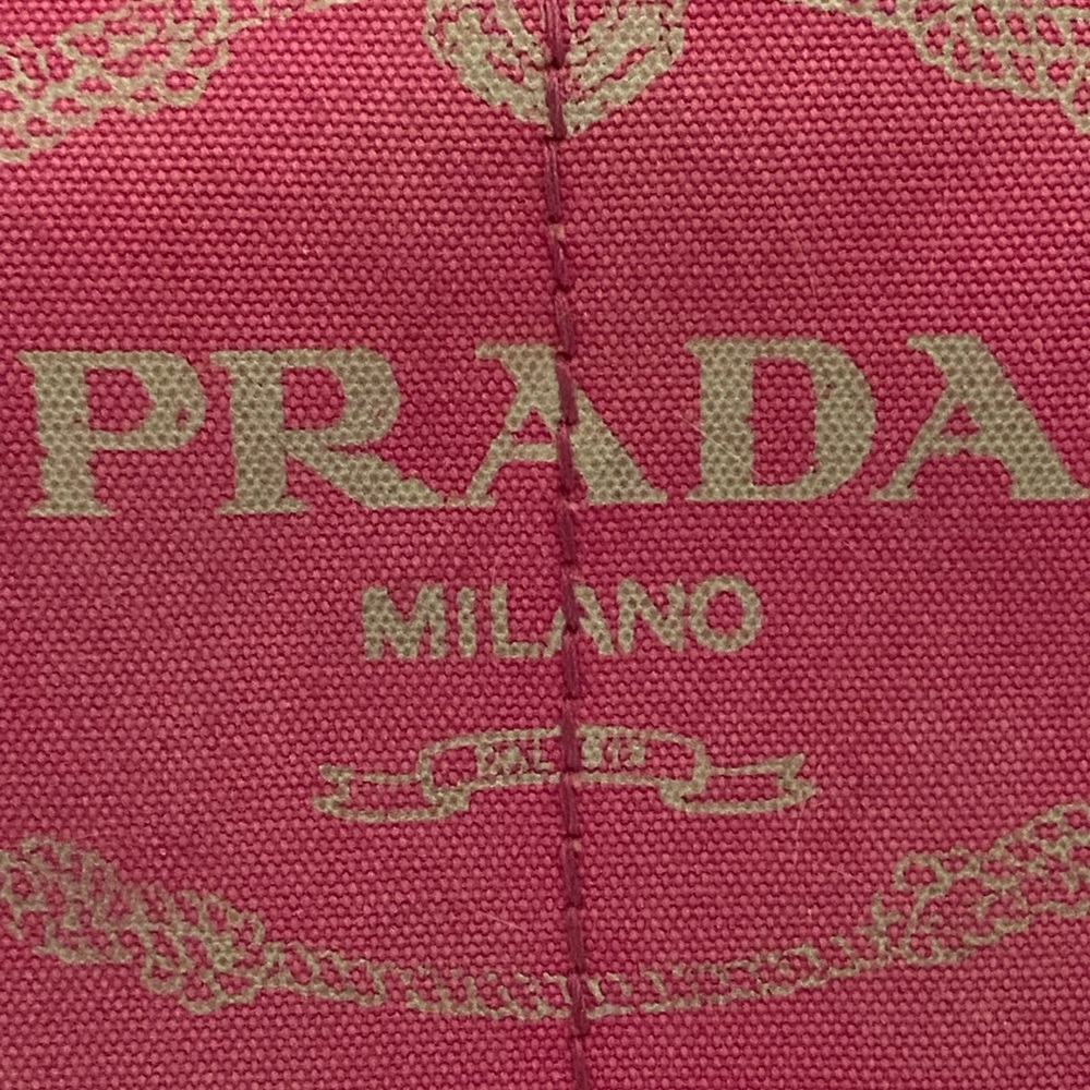 Prada Logo Canapa Canvas Pink Tote